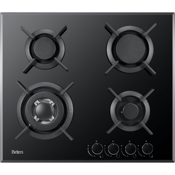 כיריים גז 60 ס"מ בלרס דגם BL60MBG זכוכית שחור מט