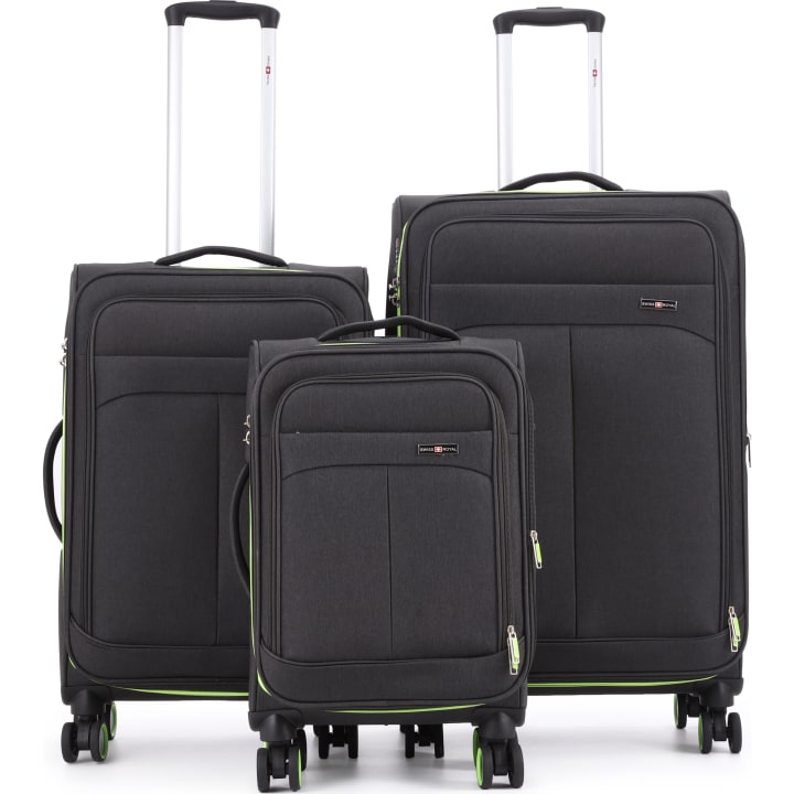 סט 3 מזוודות 20/24/28 SWISS VOYAGER BROOKLYN שחור ירוק