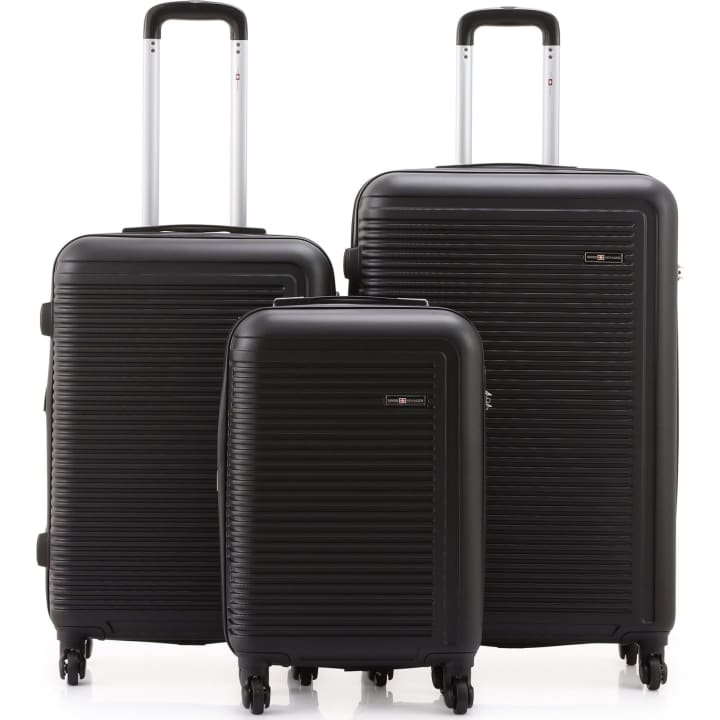 סט 3 מזוודות 20/24/28 אינץ' SWISS VOYAGER TUSTIN שחור