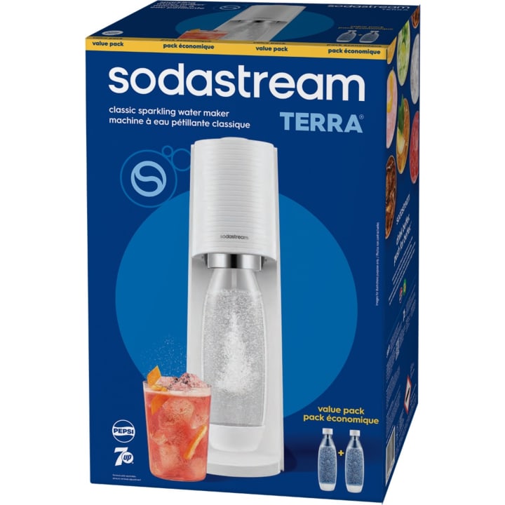 מארז סודה סטרים Sodastream Terra לבן עם 2 בקבוקים