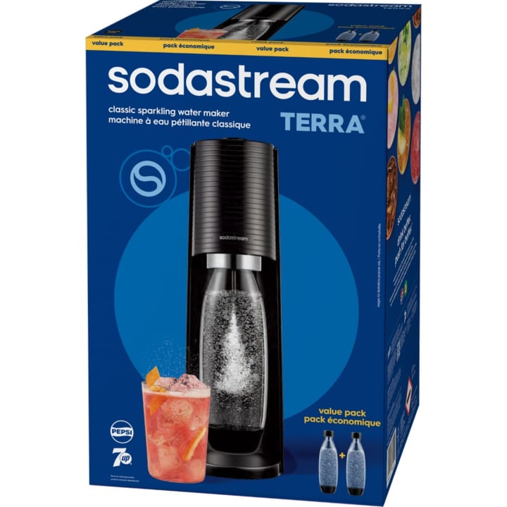 מארז סודה סטרים Sodastream Terra שחור עם 2 בקבוקים