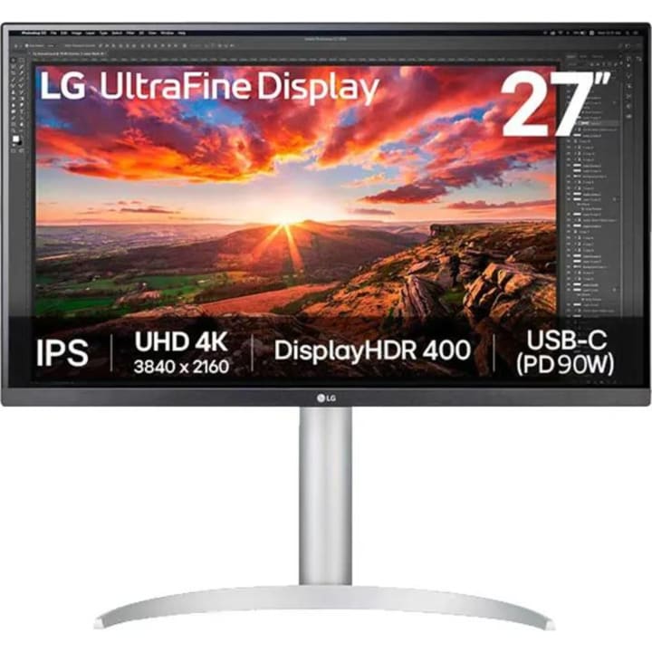 מסך מחשב 27'' LG 27UP850K-W UltraFine 4K IPS לבן וכסוף
