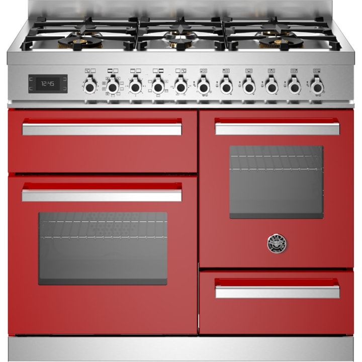 תנור תלת-תאי משולב כיריים 100 ס"מ ברטזוני Bertazzoni PRO106L3EROT אדום