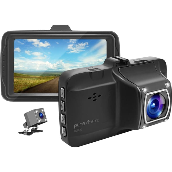 מצלמת דרך לרכב פיור סינמה דגם DVR-42 קדמית+אחורית