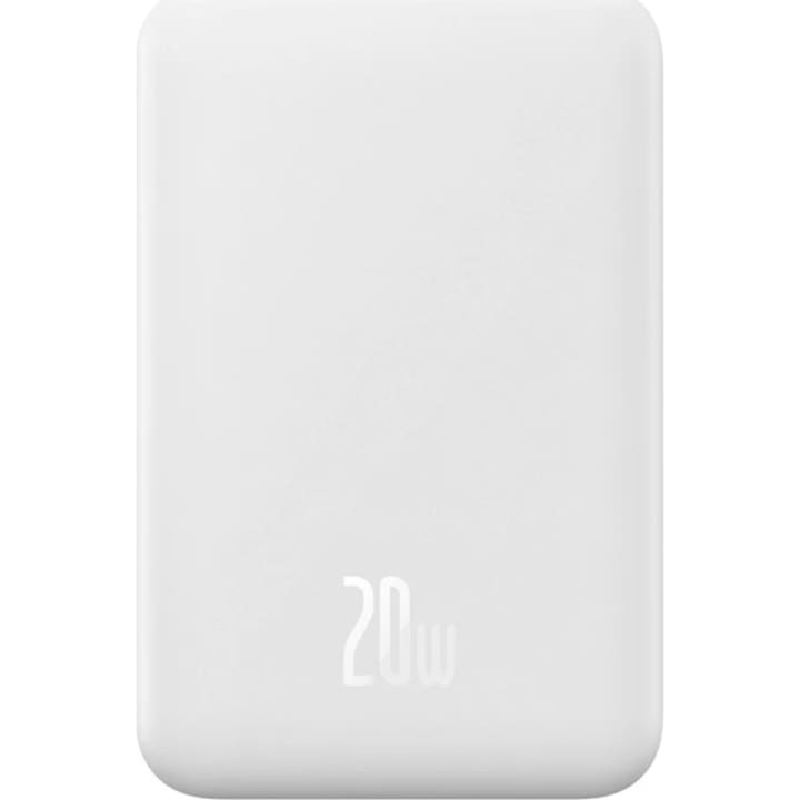 סוללת גיבוי ניידת Baseus Magnetic Mini Wireless Power Bank 20KmAh 20W וכבל Type-C לבן