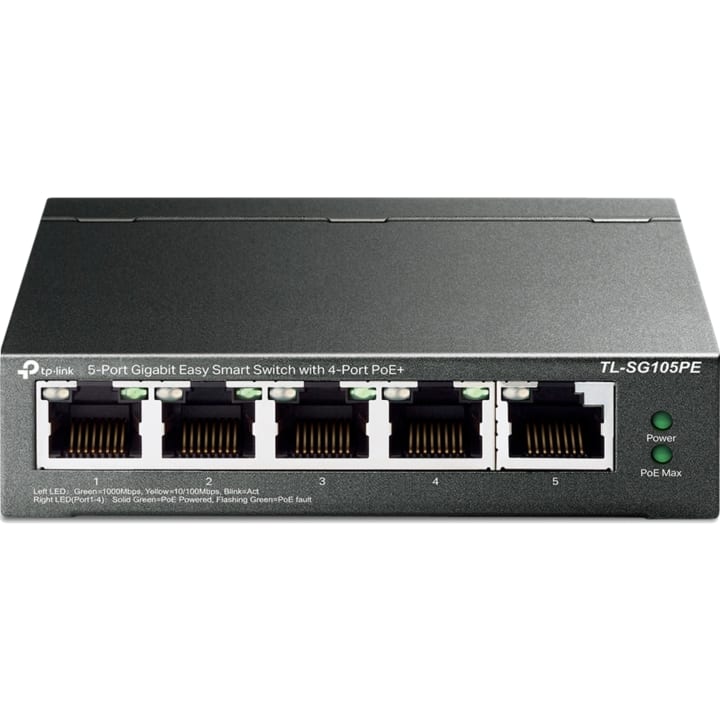 מתג 5 פורטים TP-Link SG105PE 65W PoE Gigabit