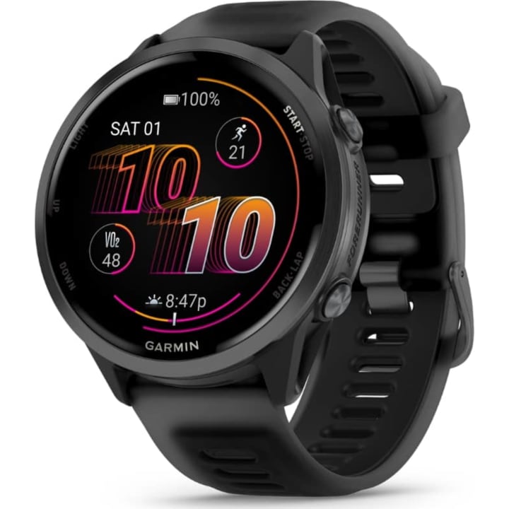 שעון חכם גרמין Garmin Forerunner 570 GPS 47mm אפור כהה רצועת סיליקון שחורה
