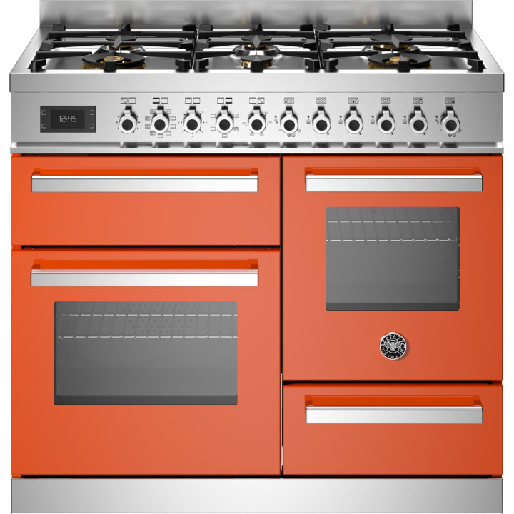 תנור תלת-תאי משולב כיריים 100 ס"מ ברטזוני Bertazzoni PRO106L3EART כתום