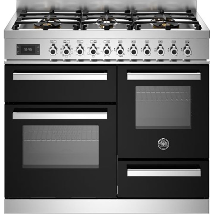 תנור תלת-תאי משולב כיריים 100 ס"מ ברטזוני Bertazzoni PRO106L3ENET שחור