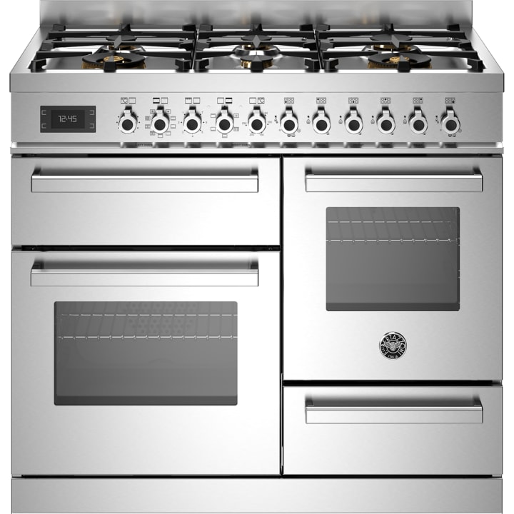 תנור תלת-תאי משולב כיריים 100 ס"מ ברטזוני Bertazzoni PRO106L3EXT נירוסטה