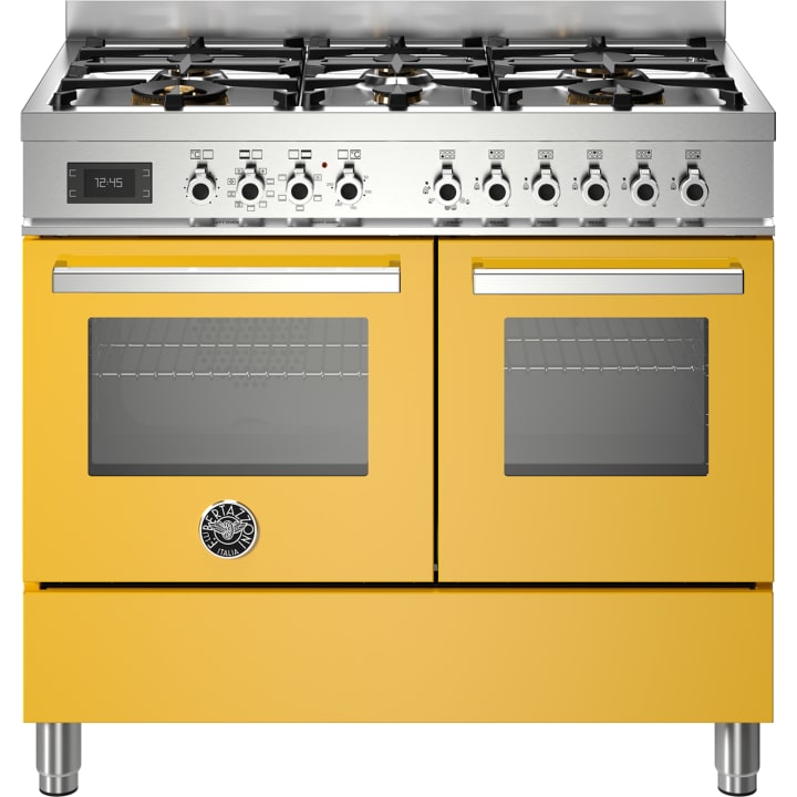 תנור דו-תאי משולב כיריים 100 ס"מ ברטזוני Bertazzoni PRO106L2EGIT צהוב
