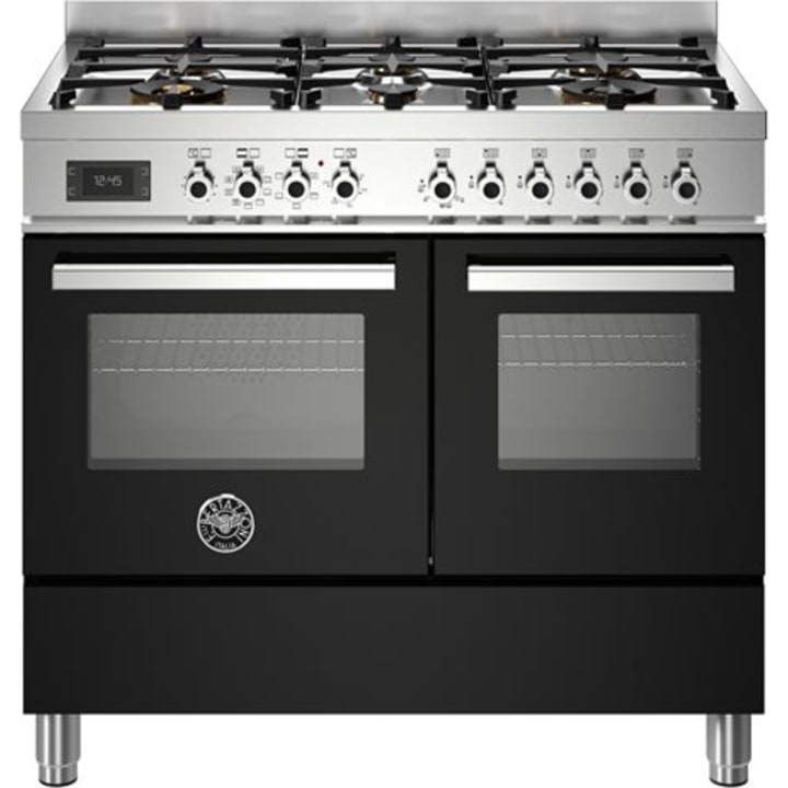 תנור דו-תאי משולב כיריים 100 ס"מ ברטזוני Bertazzoni PRO106L2ENET שחור