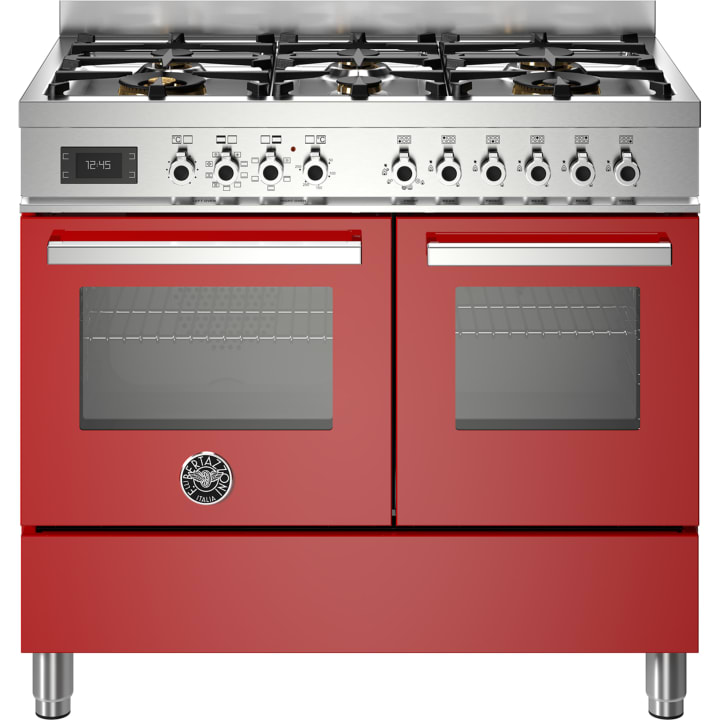 תנור דו-תאי משולב כיריים 100 ס"מ ברטזוני Bertazzoni PRO106L2EROT אדום