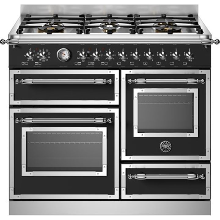 תנור תלת-תאי משולב כיריים 100 ס"מ ברטזוני Bertazzoni HER106L3ENET שחור מט