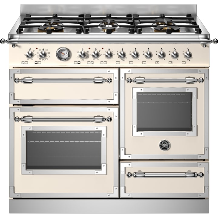 תנור תלת-תאי משולב כיריים 100 ס"מ ברטזוני Bertazzoni HER106L3EAVT קרם מט
