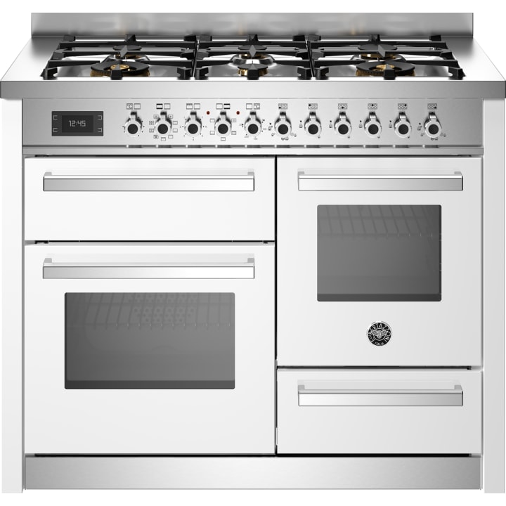 תנור תלת-תאי משולב כיריים 110 ס"מ ברטזוני Bertazzoni PRO116L3EBIT לבן