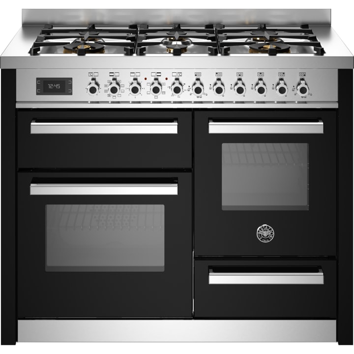 תנור תלת-תאי משולב כיריים 110 ס"מ ברטזוני Bertazzoni PRO116L3ENET שחור