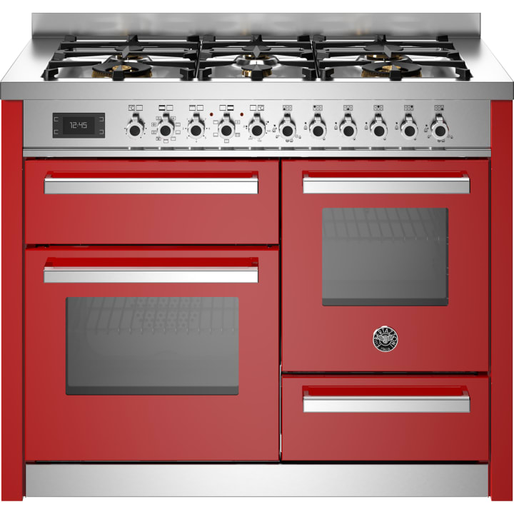 תנור תלת-תאי משולב כיריים 110 ס"מ ברטזוני Bertazzoni PRO116L3EROT אדום