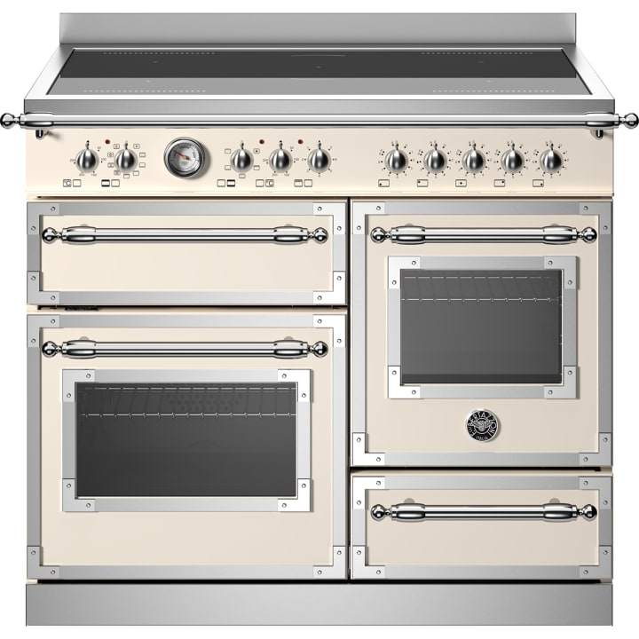 תנור תלת-תאי משולב כיריים 100 ס"מ ברטזוני Bertazzoni HER105I3EAVT קרם מט