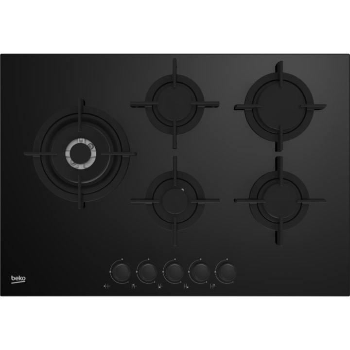 כיריים גז 75 ס"מ Beko HILL75222S זכוכית שחורה
