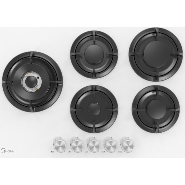כיריים גז 75 ס"מ מידאה Midea 75GP503-W זכוכית לבנה