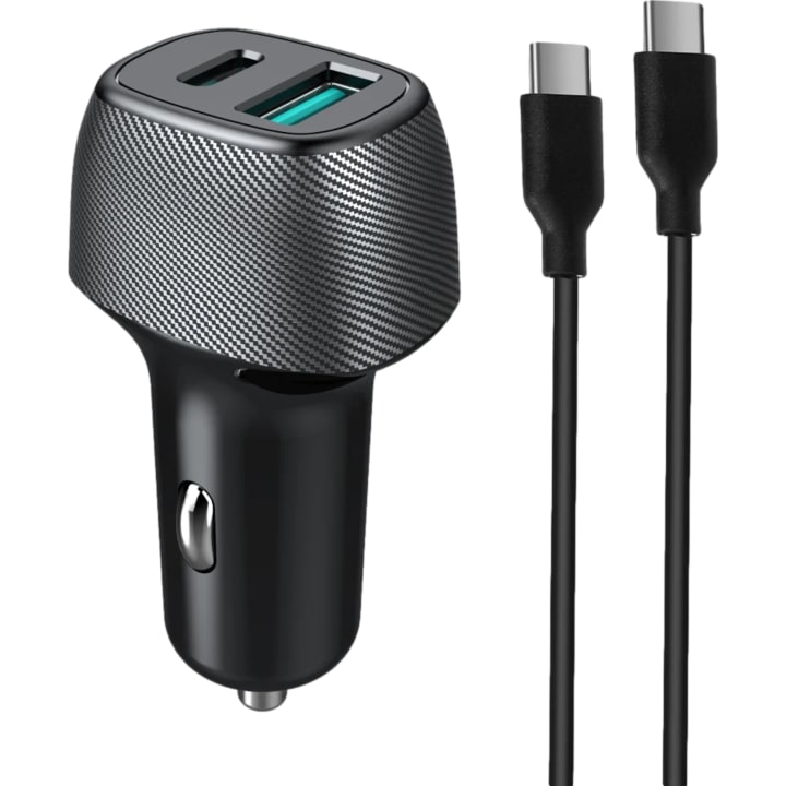 מטען מהיר לרכב USB + Type C מירקייס Miracase QC 18W + PD 25W כולל כבל Type C to Type C