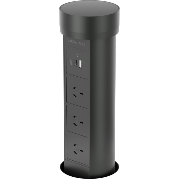 שקע פופ אפ חשמלי למטבח POINTPOD כולל שקע USB a + USB c שחור