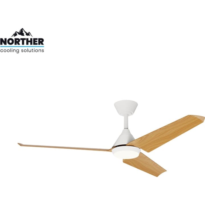 מאוורר תקרה 52" Norther Tango פנים\חוץ מנוע DC שלט ותאורה 24W CCT לבן+עץ