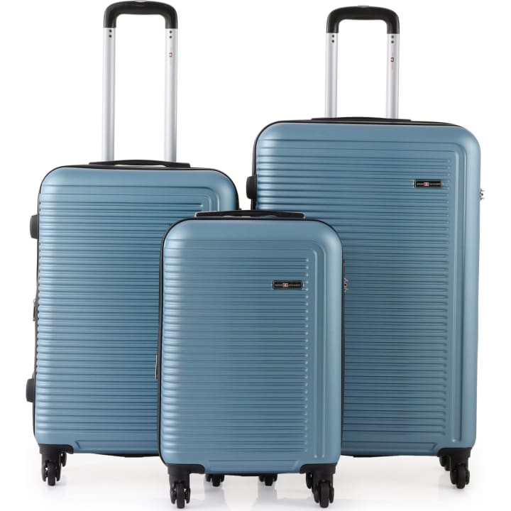 סט 3 מזוודות קשיחות 20/24/28 אינץ' Swiss Voyager Tustin ג'ינס