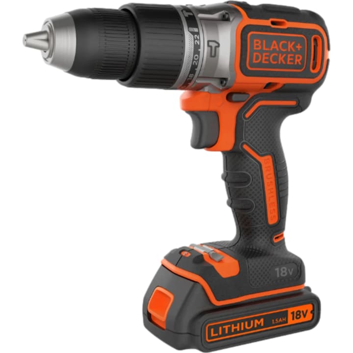 מקדחת פטיש 18V אלחוטי Black & Decker BDCHD18D1KA-QW