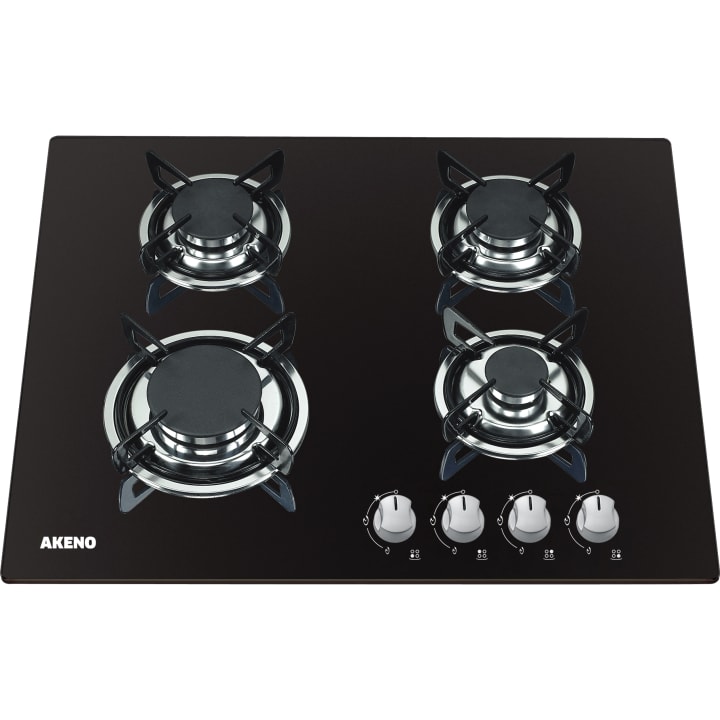 כיריים גז 60 ס"מ אקנו Akeno AKE4GB60E זכוכית שחור