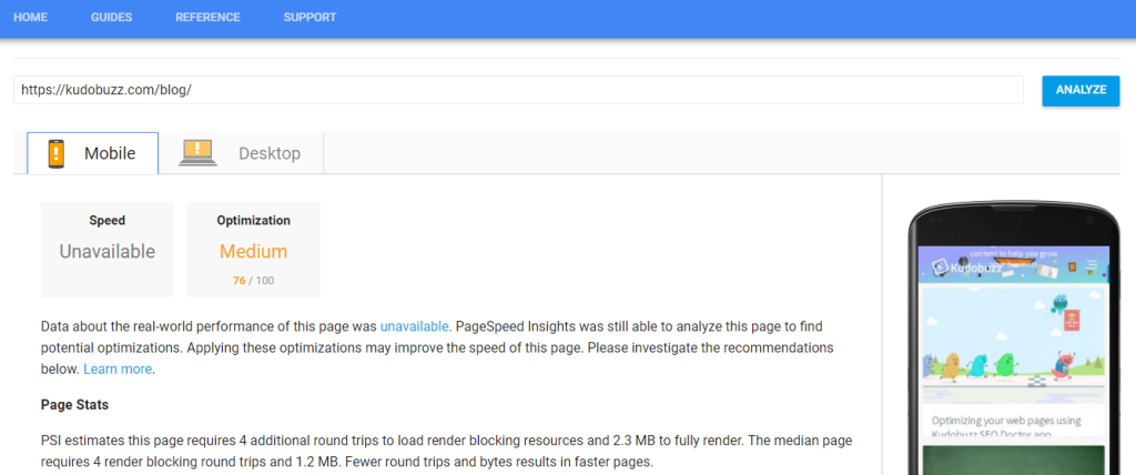 measure page loading speed