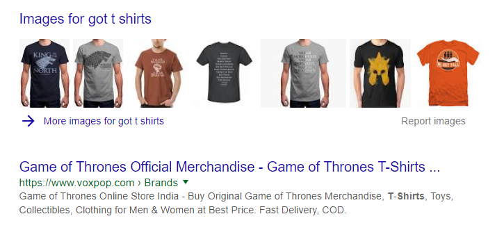 product images in search result