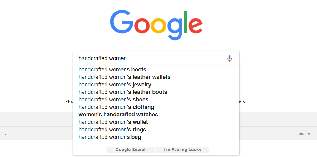 Keyword suggestion by Google