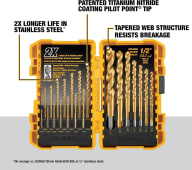 DEWALT DW1361 Titanium Pilot Point Drill Bit Set, 21-Piece, product image 2