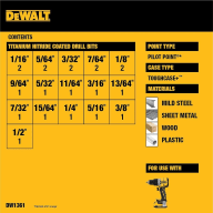 DEWALT DW1361 Titanium Pilot Point Drill Bit Set, 21-Piece, product image 4