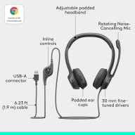 Logitech H390 Wired USB-A Headset with Noise-Canceling Mic, product image 2