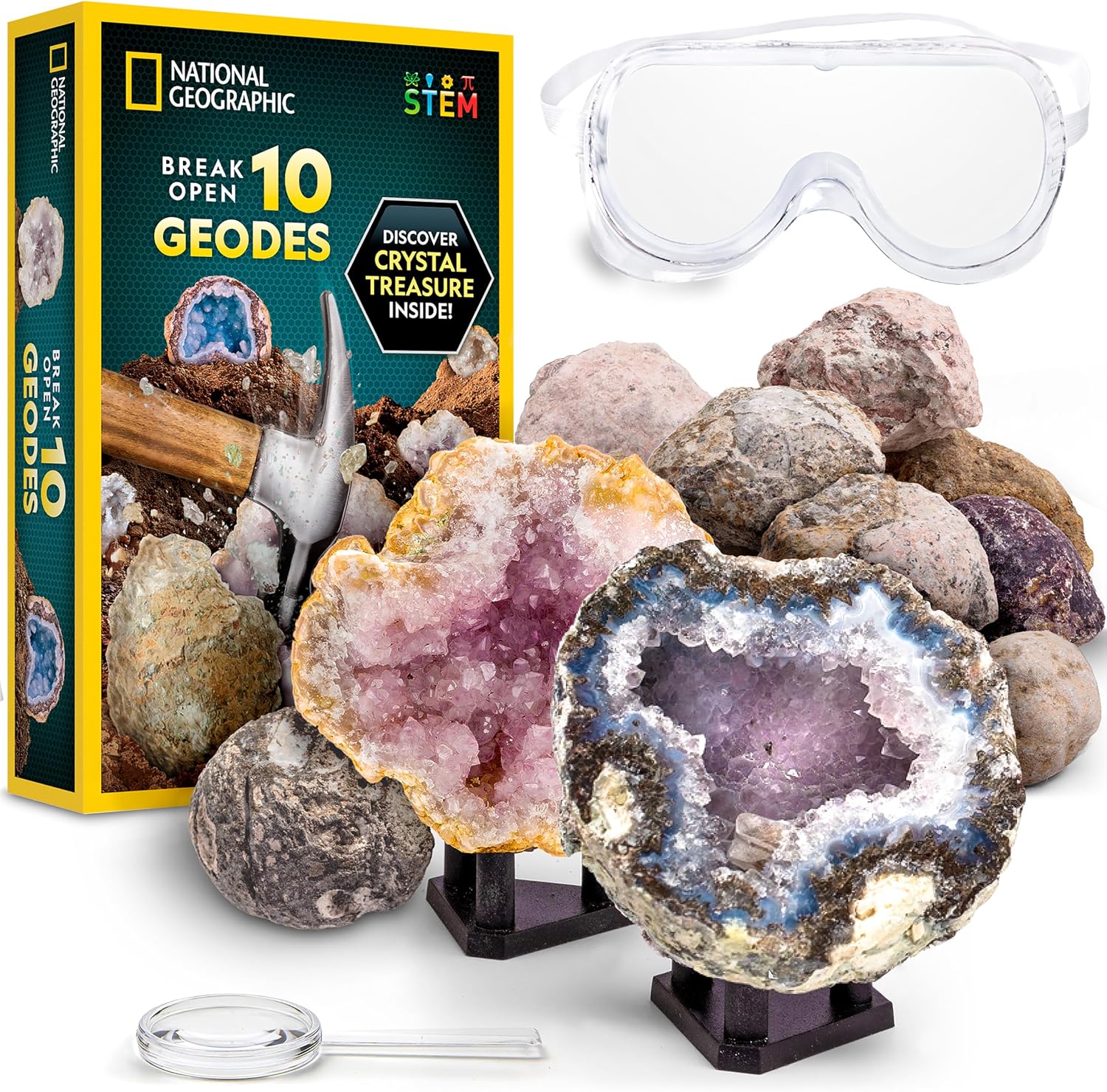 National Geographic Break Open 10 Premium Geodes STEM Science Kit, product image 1