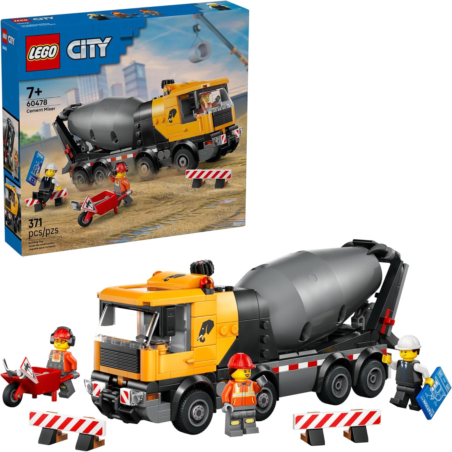 LEGO City Cement Mixer Truck Building Set 60478, product image 1