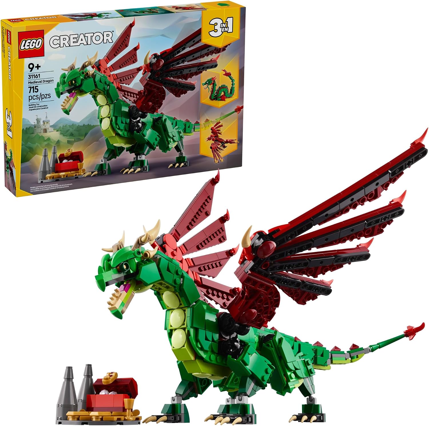 LEGO Creator 3-in-1 Medieval Dragon Building Set 31161, product image 1