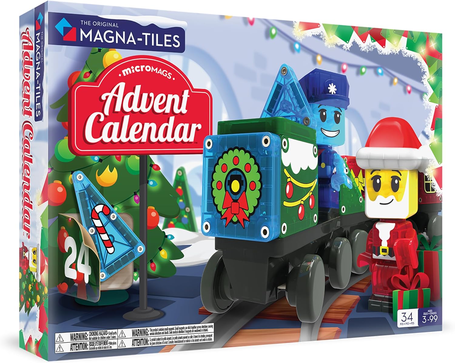 MAGNA-TILES microMAGS Advent Calendar 34-Piece Magnetic Construction Set, product image 1