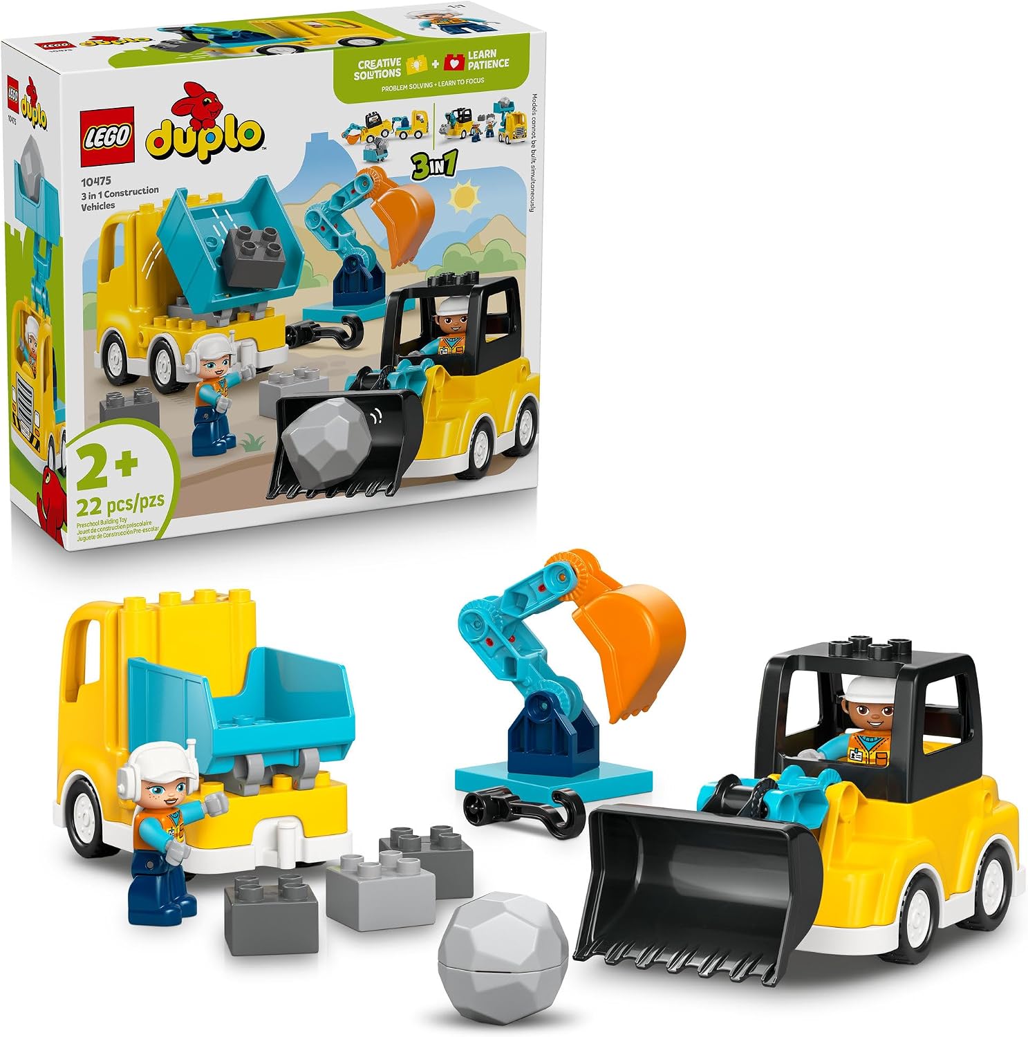 LEGO DUPLO Town 3 in 1 Construction Vehicles Set 10475, product image 1