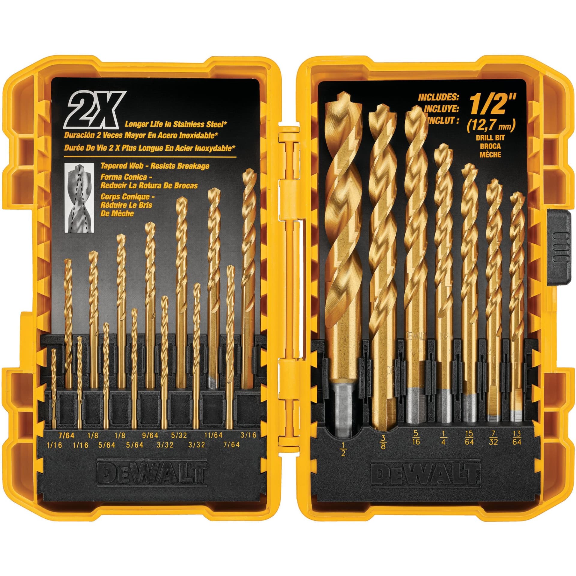 DEWALT DW1361 Titanium Pilot Point Drill Bit Set, 21-Piece