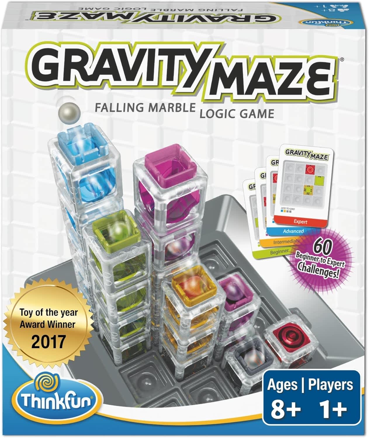 ThinkFun Gravity Maze Falling Marble Logic Game, 60 Challenges