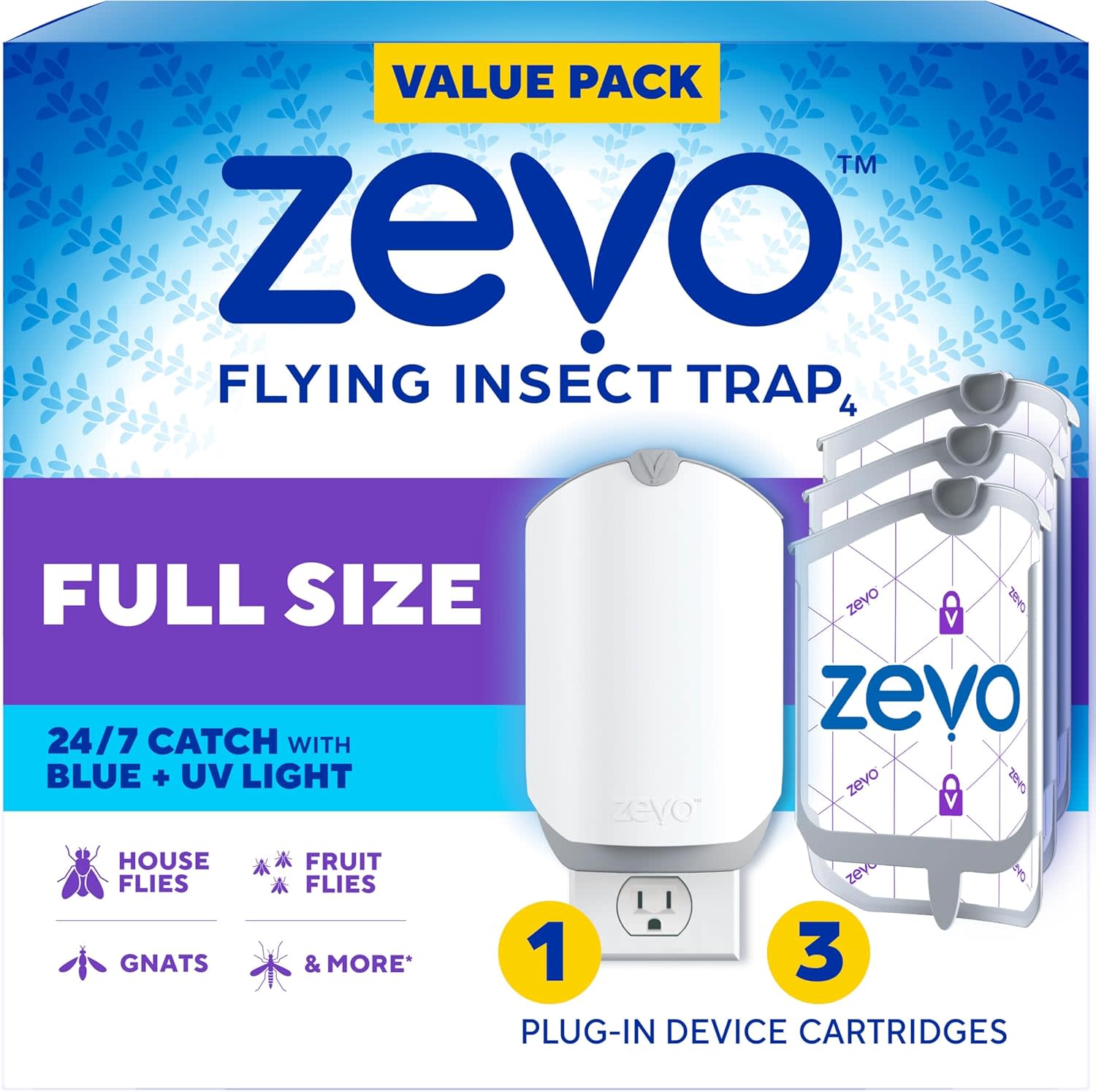 Zevo Indoor Flying Insect Trap with 3 Refill Cartridges