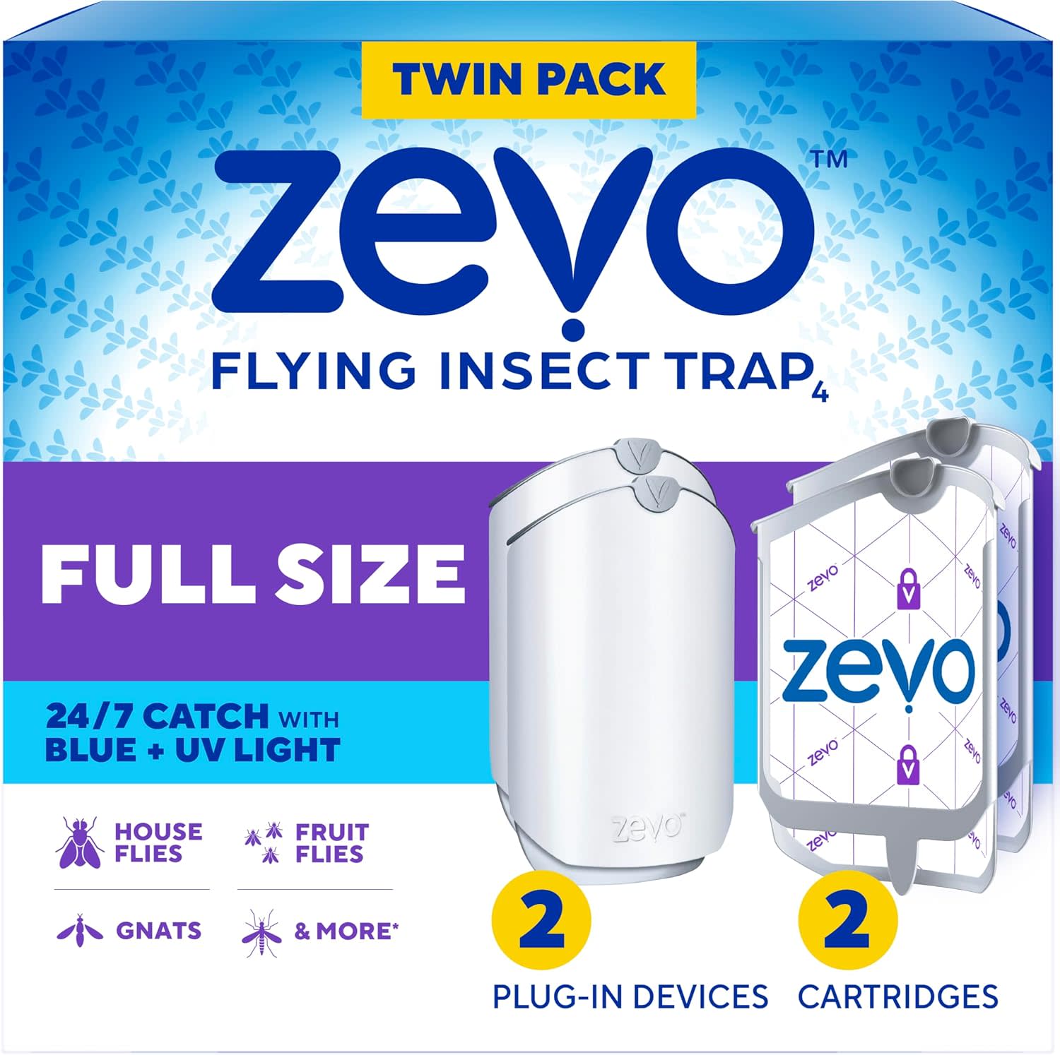Zevo Indoor Flying Insect Trap Twin Pack, 2 Devices