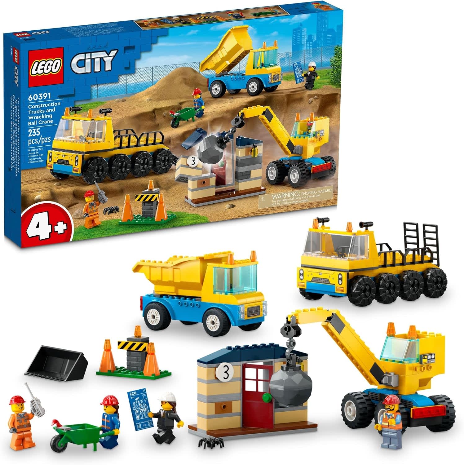 LEGO City Construction Trucks and Wrecking Ball Crane 60391