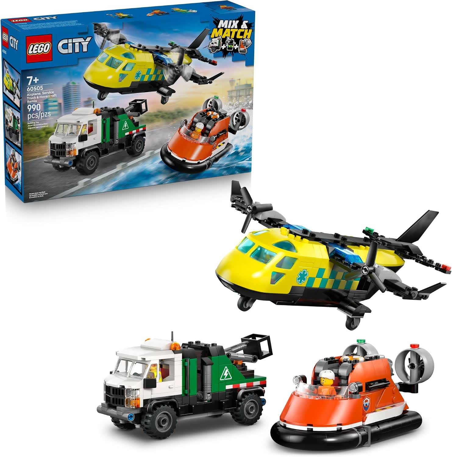 LEGO City Airplane, Service Truck & Hovercraft Remix 60505