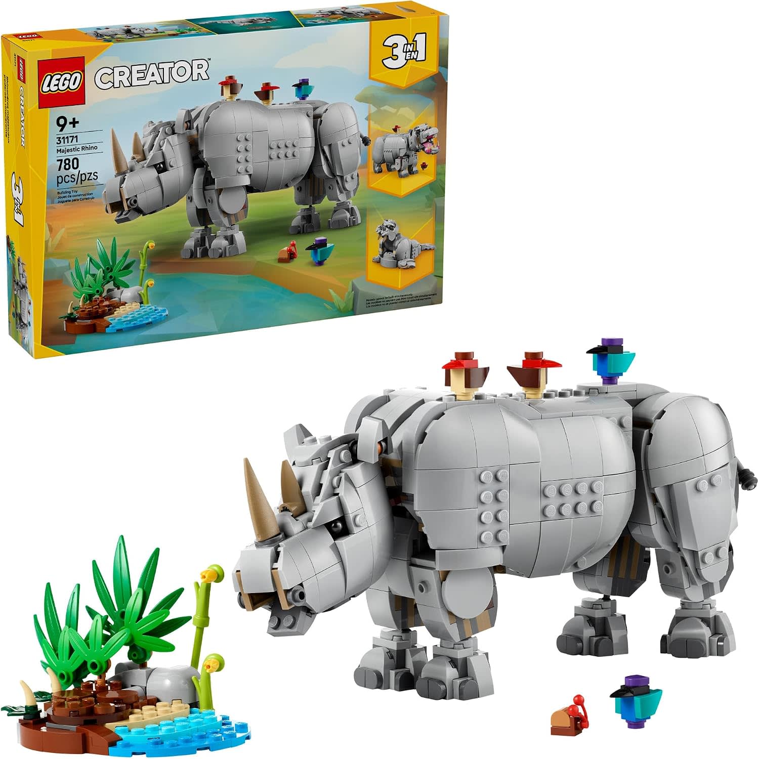 LEGO Creator 3 in 1 Wild Animals: Majestic Rhino with Birds 31171