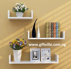 U-shaped shelves - white-3 pieces set floating